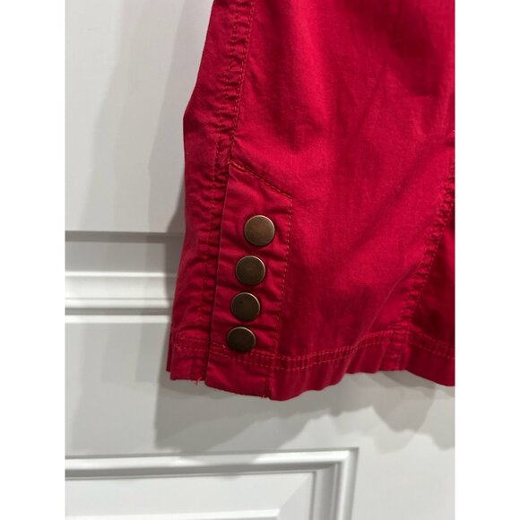 Style & Co Mid Rise Capri Pants Red Sz 12 Button Red Cotton Blend Casual Wear - Picture 4 of 10